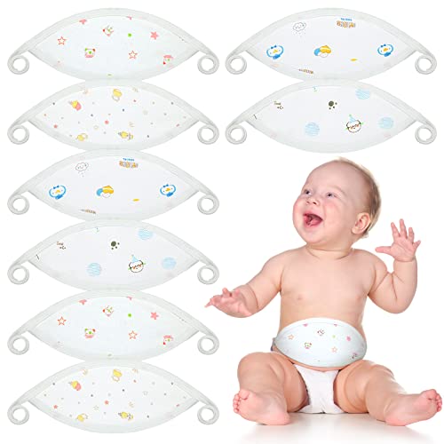 Image of Zhanmai 8 Pcs Newborn Infant Belly Wrap Comfort Cotton Umbilical Cord Cover Band Cartoon Soft Baby Belly Band Newborn Navel Belt for Protection Abdomen Baby Boy Girl Gifts 0-12 Months, 4 Styles