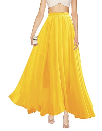 v28 Women Pleated Chiffon Maxi Skirt