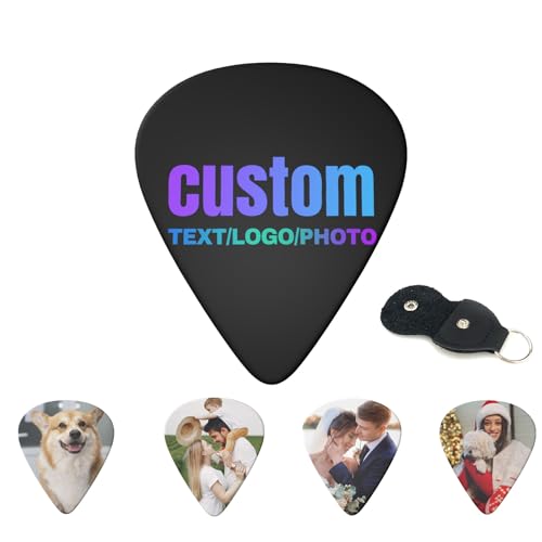 HAIPUFAFA Custom Guitar Picks - 6 Pack Personalized With Your Photo/Text/Logo, Customized Gift For Women Men (0.46mm), 3 Sizes