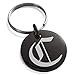 Tioneer Black Stainless Steel Letter C Initial Old English Monogram Small Medallion Circle Charm Keychain Keyring