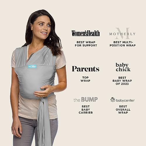 Image of Moby Baby Wrap Carrier Classic for Newborns to Toddlers (8-33lbs), Infant Sling Carrier, Lightweight & Hands Free Design, Adjustable for All Body Types (Stone Grey)