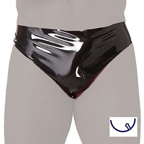 Slip de látex negro talla XL con dildo anal interior para hombre
