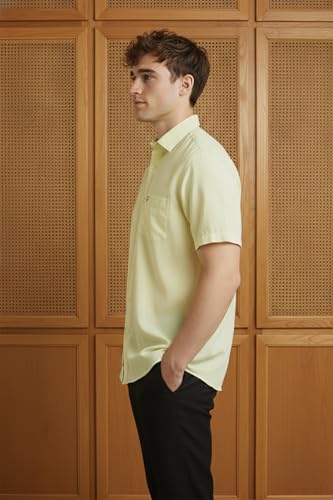 Image of Allen Solly Men's Linen Casual Shirt | Solid | Half Sleeve | Breathable Premium Linen | Summer & Vacation Wear
