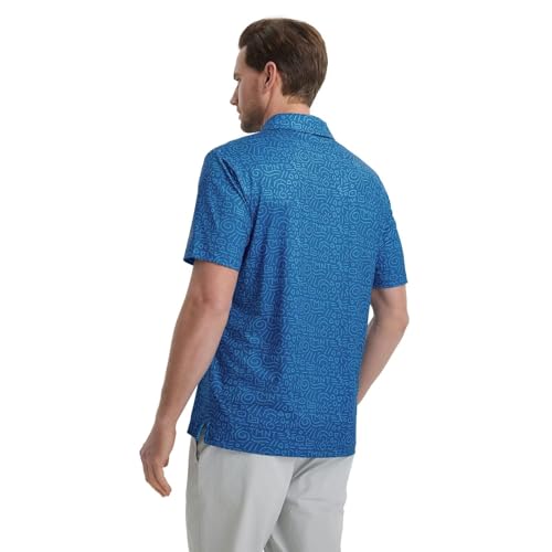 Image of M MAELREG Mens Golf Shirt Short Sleeve Dry Fit Print Moisture Wicking Performance Patterns Collared Polo Shirt