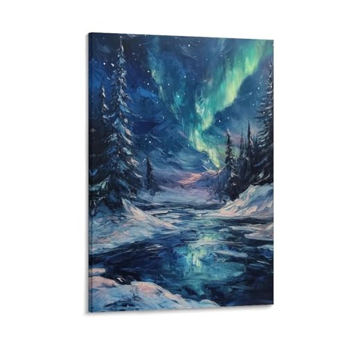 Aurores boréales décoration murale sur toile 40x60cm pour salon