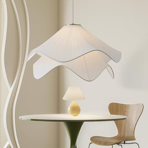Suspension en tissu de soie blanche lustre plafonnier suspendu moderne salon hall 75cm