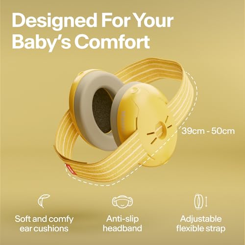 Image of Alpine Muffy Baby Ear Protection for Babies and Toddlers up to 36 Months - Noise Reduction Earmuffs for Toddler and Babies - Comfortable Infant Ear Muffs Prevent Hearing Damage & Improve Sleep Yellow