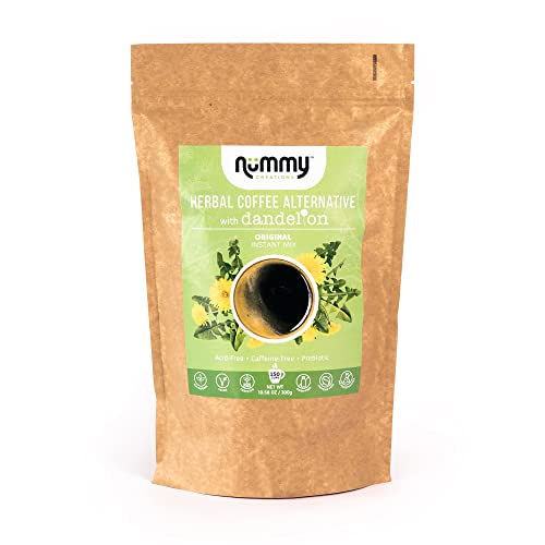 Nummy Creations Original Instant Herbal Coffee Alternative With Dandelion. Caffeine-Free, All Natural, Coffee Substitute, Chicory Coffee, Full Bodied Café Taste. Makes Up To 150 Cups. 10.58Oz. #TOP20