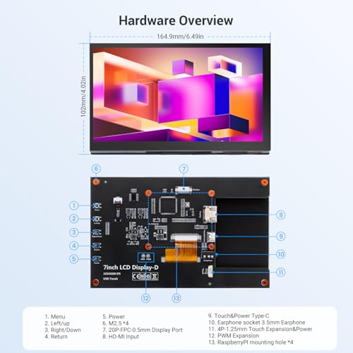 Image of ELECROW 7 Inch Touchscreen Monitor for Raspberry Pi, 1024X600 IPS HD Capacitive Touch Screen Display with Acrylic Stand, Plug and Play, Compatible with Raspberry Pi 5 /4 /3, Banana Pi, Jetson Nano