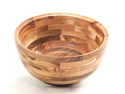 Hardwood Chef Premium Thick Acacia Wood Salad, Serving, And Mixing Bowl, 12 X 6 X 12 Inch | Rustic High-End Decorative With ¾ In Slanted Lip For Juices | Incredible Customer Service With Bonus E-Book #TOP5