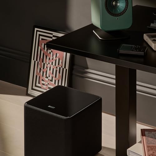 KEF Kube 8 MIE Subwoofer, czarny | Wzmacniacz 300 W klasy D RMS | 8-calowy przetwornik basowy | Wzmocnienie basów iBX Intelligent Bass Extension | Muzyka | Kino domowe | Gry