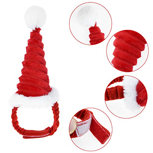 Jmkcoz 4 Pack Christmas Guinea Pig Costume Pet Santa Claus Cap Hat Scarf Red Colorful Stripe Pompom Scarf Hat for Guinea Pig Rabbit Hamster Chinchilla Hedgehog Kitten Ferrets Squirrel Small Animals - Thumbnail 5