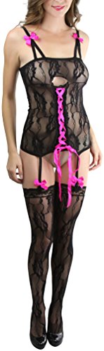 Image of ToBeInStyle Women's Bodystocking Bustier Garter Lingerie Suspender Thigh High Stockings