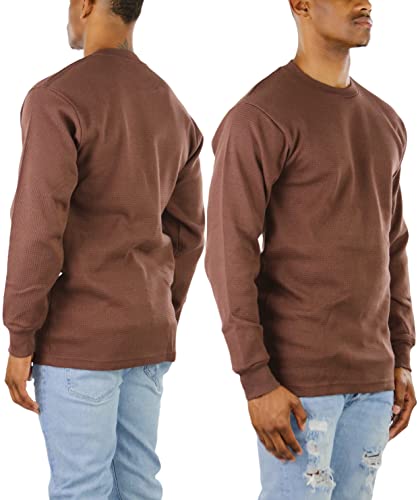 ToBeInStyle Men's Heavy or Medium Weight Premium Waffle Thermal Long Sleeve Crewneck Shirt3