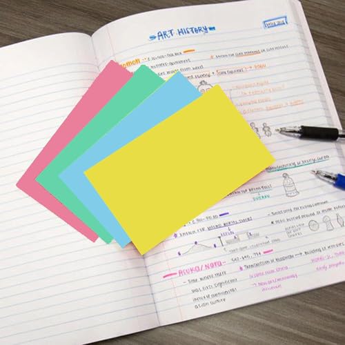 Image of AccuPrints 200 Coloured Index Flash Cards Tray - 5 Colours - 3x5 inch - 200 Cards - Free Binder Rings - 200 GSM Thick (Unruled)