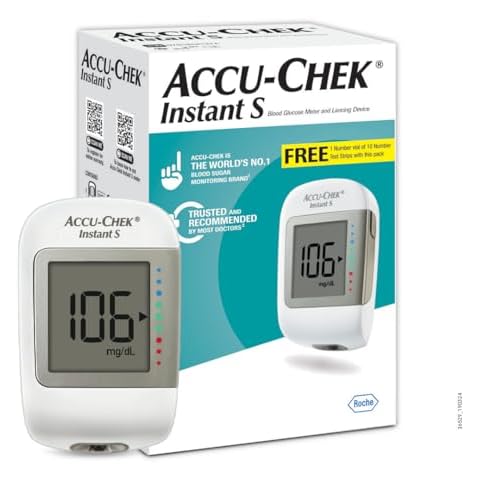 Accu-Chek Instant S Glucometer with Free Test Strips, 10 Count (White) Cover