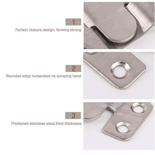 Image of 4 Pairs Interlocking Flush Mount Bracket Picture Hanging Hook，Stainless Steel Picture Bracket, Z Clip Photo Wall Mount Connector for Furniture Photo Hardware Mirrors