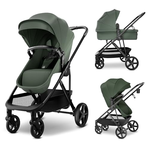 Image of MAMA & BABY Rovee 2-in-1 Baby Stroller, Convertible Infant & Toddler Stroller with Reversible Seat, Large UPF 50+ Sun Canopy, Foldable Stroller with Shock-Absorbing Wheels & Storage Basket