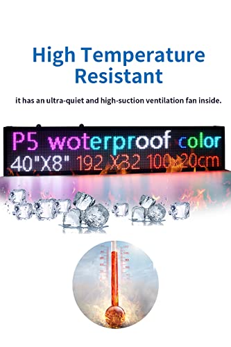 Led Scrolling Signs P5 40X8 Inch Wifi Programmable, Customizable Name/Text Neon Lights Indoor Outdoor, Wall Display Message Board For Business, Vending Truck Car Advertising Science Fair 192X32 Dots Rgb High Brightness #TOP1