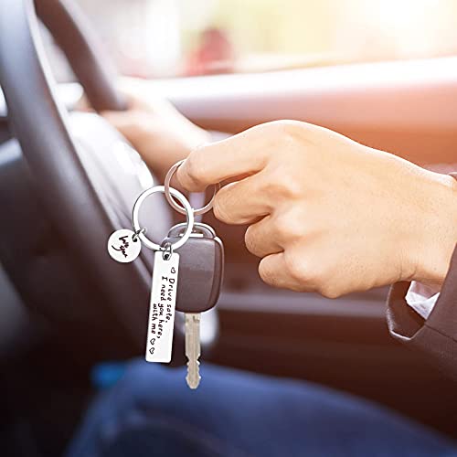 Personalisierter Schlüsselanhänger aus Edelstahl - Safe Driving I Need You By My Side Key Chain für Herren, Damen, Familie, Ehemann, Ehefrau, Freund - Motorrad Geschenk