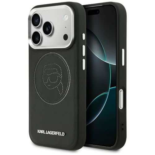 CG MOBILE Karl Lagerfeld Coque avec logo tĂŞte K compatible avec MagSafe pour iPhone 17 Pro (noir)