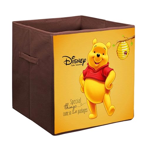Image of Kuber Industries Collapsible Storage Box | Kids Toys Storage Organizer | Wardrobe Baskets for Clothes | Disney Pooh Print Print Foldable Box | Brown