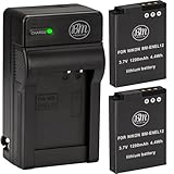 BM Premium 2 EN-EL12 Batteries and Charger for Nikon Coolpix A1000 B600 W300 A900 AW100 AW110 AW120 AW130 S6300 S8100 S8200 S9050 S9200 S9300 S9400 S9500 S9700 S9900 P310 P330 P340 KeyMission 170, 360