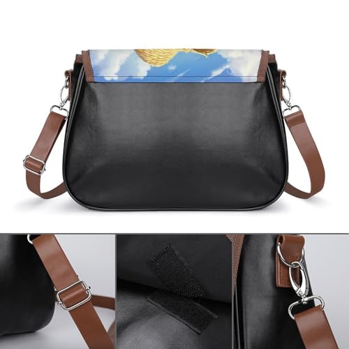Farm Sunflower Duck Women's Crossbody Bags Leather Messenger Handbag Small Shoulder Bag Purse3