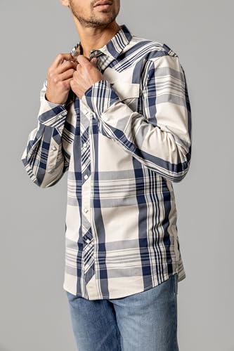 Kimes Ranch Men's Double R Long Sleeve Shirt – Coolmax Technology, Western Plaid Button-Up, Pearl Snap Buttons, Double Chest4