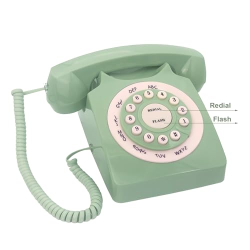 Téléphone fixe filaire rétro vert simple d'utilisation pour rompre l'isolement