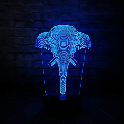 Preisvergleich Produktbild 3D Optische Llusion Lampetierischer Elefant Led NachtlichtTolle 7 Farbwechsel Acryl Berühren Tabelle Schreibtisch-Nachtlicht Mit Usb-Kabel Für Kinder Schlafzimmer Geburtstagsgeschenke