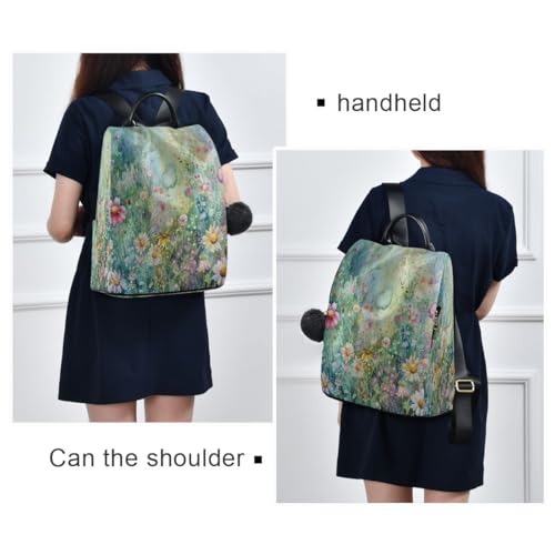 Image of Summer Floral Abstract Women Backpack Purse Anti-theft Casual Shoulder Bag Fashion Ladies Bags
