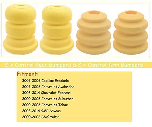 Control Arm Bumpers & Control Rear Bumpers Replace 15153958 905-208 15039397 Compatible With Chevy Tahoe Suburban Gmc Yukon Avalanche Cadillac Escalade 4Pcs（2Pcs Arm Bumpers And 2Pcs Axle Bumpers） #TOP1