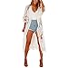 Produktbild Amphia - Damen Sommer Spitzen Bluse Tops Strand Badeanzug Bedecken Pareos Kimono Cardigan Strandkleid, Weiß, Einheitsgröße