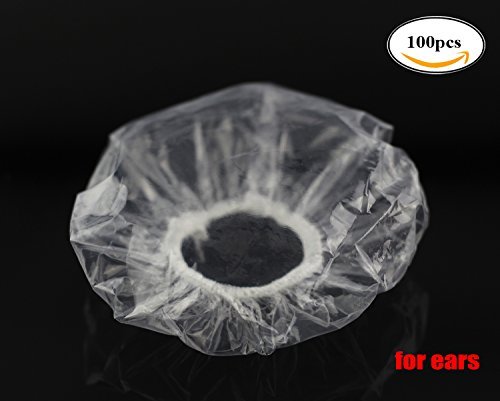 BeeChamp 100pcs Disposable Clear Shower Caps for Ears, Hair Dyer Ear Protector Covers