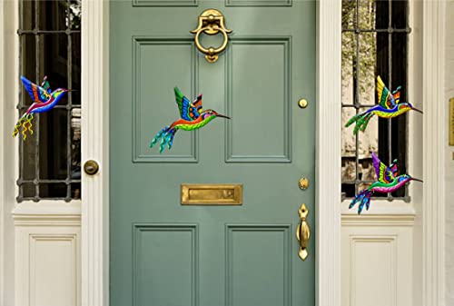 Yungeln Metal Hummingbird Wall Art Decor Metal Colorful Birds Sculpture 3D Metal Hand-Made Birds Outdoor Wall Sculpture Decor Hanging For Living Room,Bedroom,Garden,Patio,Fence,Yard 4 Pack #TOP4