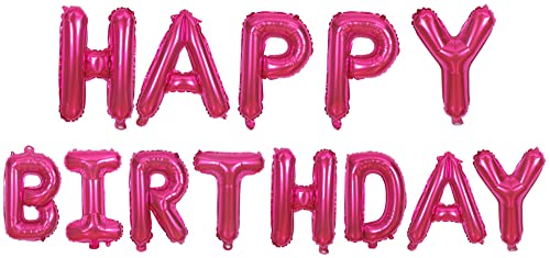 DAZAKA Ballon Joyeux Anniversaire Rose Fushia, Ballon Happy Birthday Fushia, Decoration Anniversaire Fushia, Guirlande Happy Birthday Rose Foncé, Banderole Happy Birthday Cover