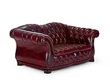 [page_title]-massivum Sofa Glasgow 2-Sitzer 162x82x94 cm Echt-Leder rot Couch im englischen Stil mit Federkern-Polsterung