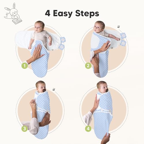 Image of 3-Pack Organic Baby Swaddle Sleep Sacks - Swaddles for Newborns, Infant 0-3 Months, Baby Girls, Boys, Soft & Snug Newborn Sleep Sack, Nursery Swaddling Blankets (Storm, OS)