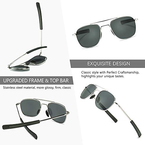Image of SUNGAIT Men's Military Style Polarized Pilot Aviator Sunglasses - Bayonet Temples