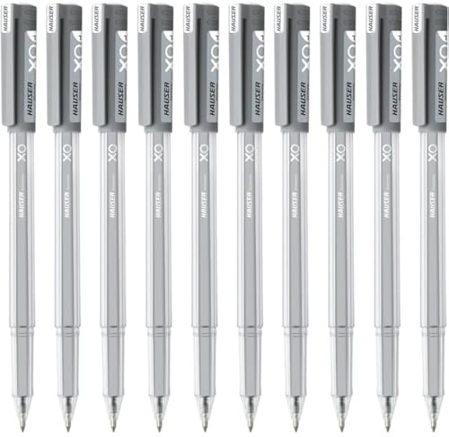 Image of Hauser Germany XO Jumbo 0.6 mm Gel Pen | Quick Dry Ink With Long Writing Jumbo Refill | Transparent Body with Low-Viscosity Ink System, Smooth, Sturdy & Refillable Pen | Black Ink, Pack Of 20 Pens