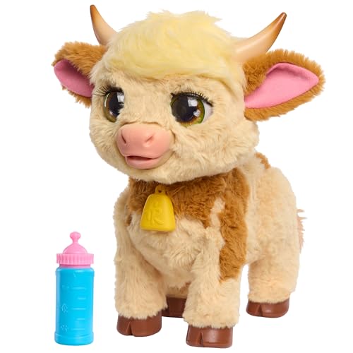 Just Play Juguete Interactivo furReal Maggie la Vaca Que Come y te Sigue, de 27,9 cm, más de 50 Sonidos y reacciones, Animal de Peluche, Juguete para niños a Partir de 4 años