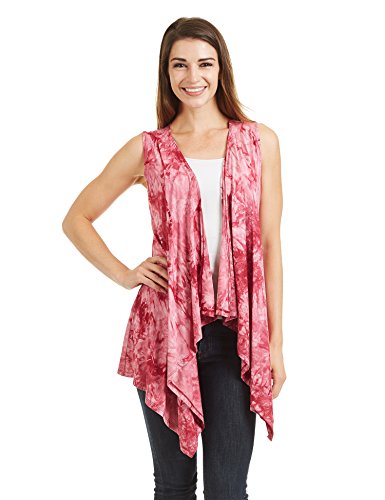 Image of Made By Johnny Women's Lightweight Sleeveless Cardigan - Draped Open Front Vest with Asymmetrical Hem