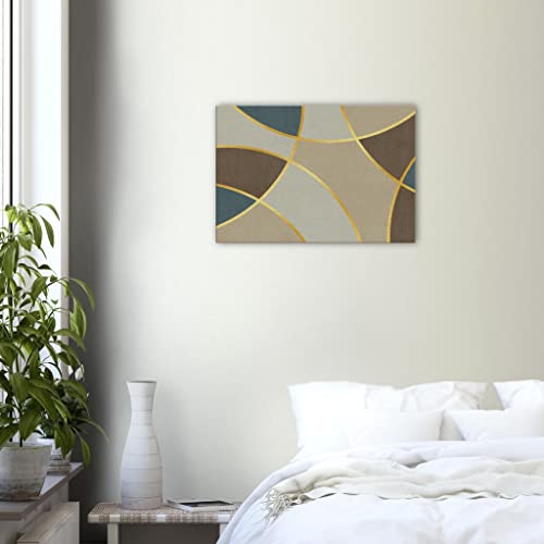 Art mural abstrait marron et or : tableau sur toile encadrée chic pour salon 50x70