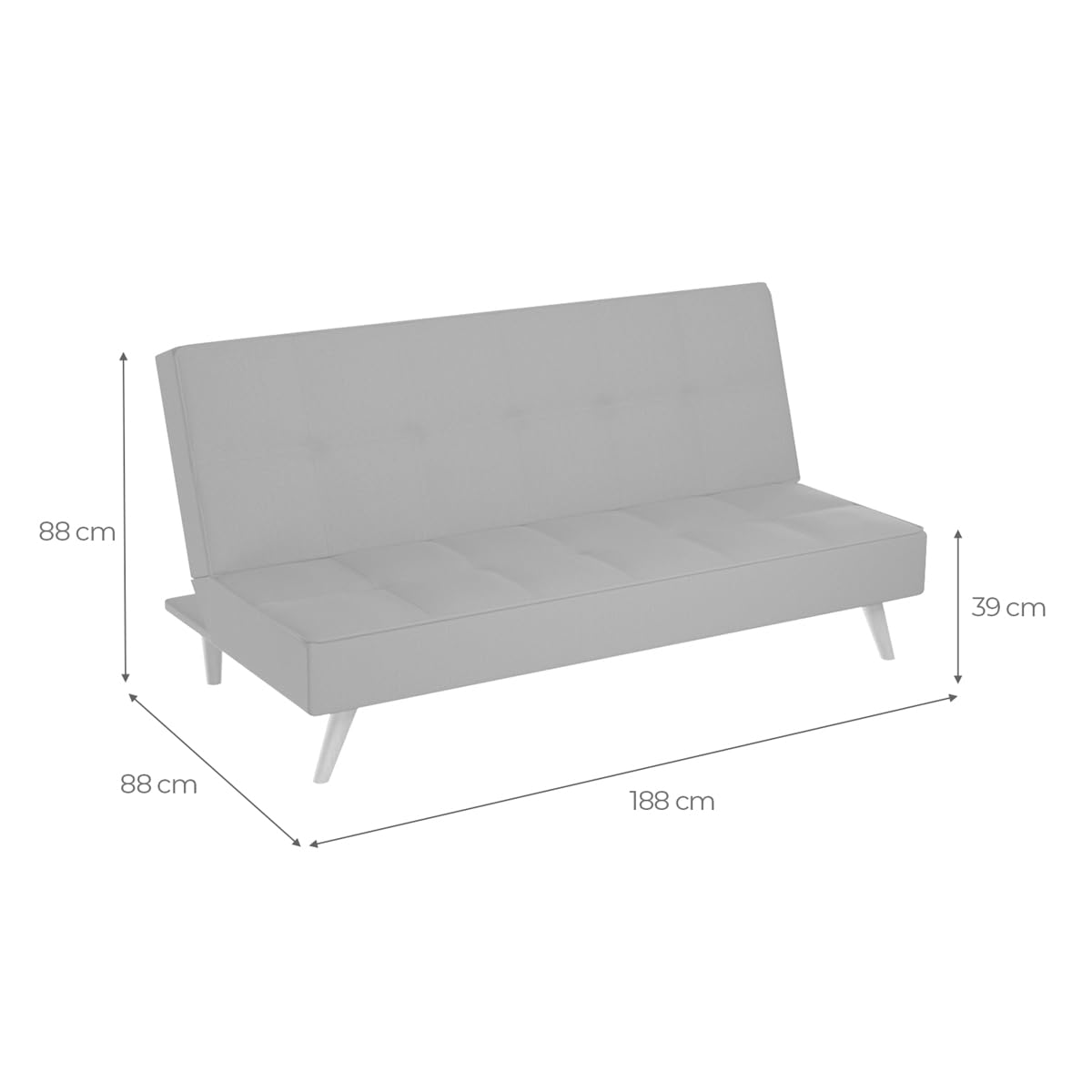 amuéblate online - Sofá Cama Clic Clac Tipo Libro de 3 Plazas Modelo Pocket, Diseño Moderno, Práctico y Funcional, Confort Óptimo, Gris