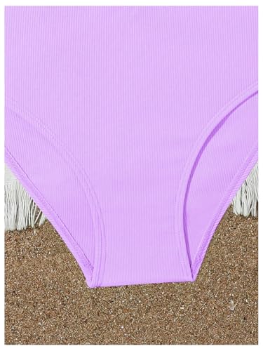 Image of Milumia Girl's 2 Piece Swimsuits Criss Cross Spaghetti Strap Bikini Sets Beachwear Bathing Suit Mauve Purple 9 Years
