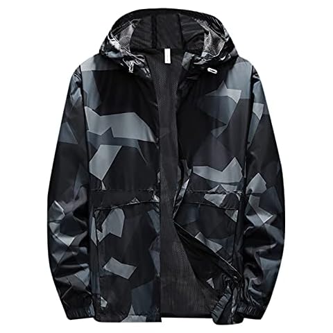 DRESCOKLJ Softshelljacke Herren Wasserdicht 4Xl Leichte Hooded Windjacke ReißVerschluss Leichte Windbreaker Regencape Full Zip Snowboardjacke Gefüttert Laufjacke Cover