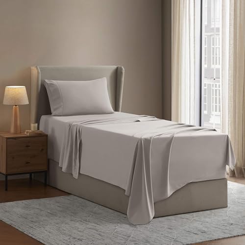 Image of Nestl Twin Bed Sheet Set - Linen - 3-Piece Deep Pocket | Instantly Soft, Night-One Ready (No Wash Required). Fits 16-Inch Deep Pockets, 360-Degree Elastic Grip