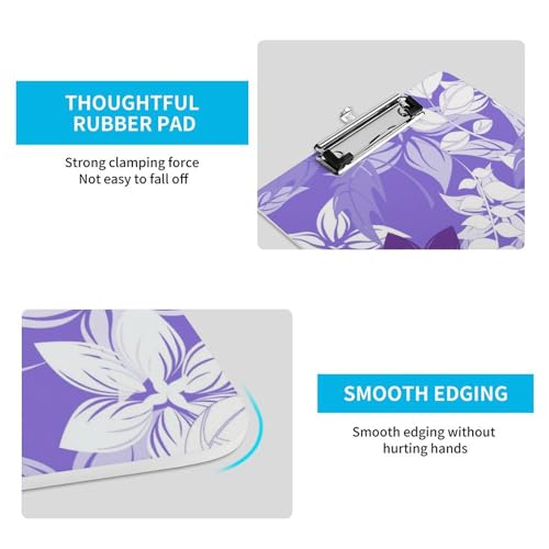 Planchettes à pince porte document avec clip à profil bas A4 fleur violette