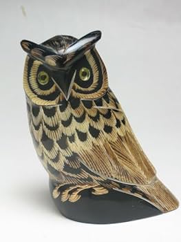 フクロウと月　50号サイズ Amazon.co.jp: ◎ふくろう 水牛の角（つの）製 置物 NO.外－7